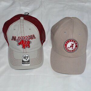 Alabama Crimson Tide lot of 2 NEW adjustable hats caps 47 and Fan Favorite